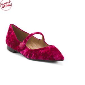 PROSPERINE Fuchsia Pink Made In Italy Pointy Toe Mary Jane Ballerina Flats